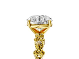 Yellow gold Round Cut Diamond Side Stone Solitaire Ring with Round with Yellow Sapphire side stone and Four-Prong Setting_5