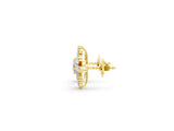 Yellow gold Round Cut Diamond Snowflake Cluster Stud Earrings_51