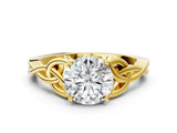 Yellow gold Round Cut Diamond Solitaire Celtic Knot Ring with Four-Prong Setting_80