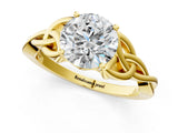 Yellow gold Round Cut Diamond Solitaire Celtic Knot Ring with Four-Prong Setting_81