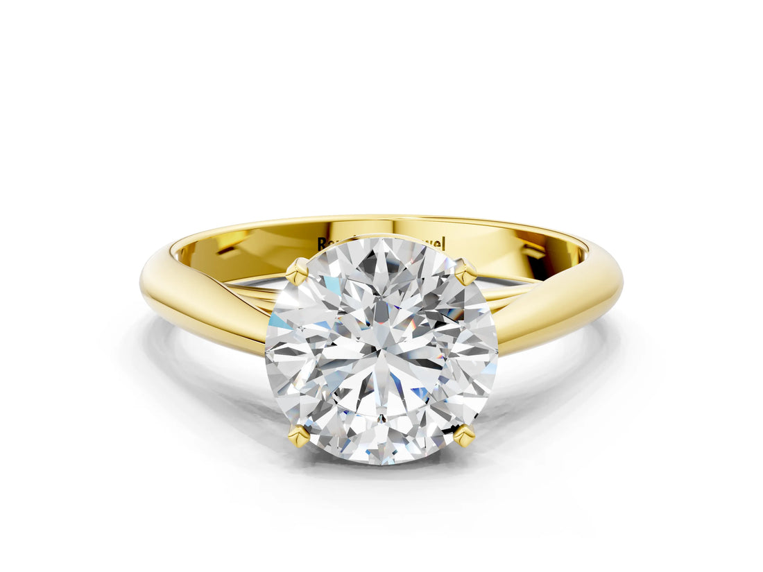 Yellow gold Round Cut Diamond Solitaire Engagement Ring with Cathedral Setting and Four-Prong Mount_251