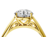 Yellow gold Round Cut Diamond Solitaire Engagement Ring with Cathedral Setting and Four-Prong Mount_31