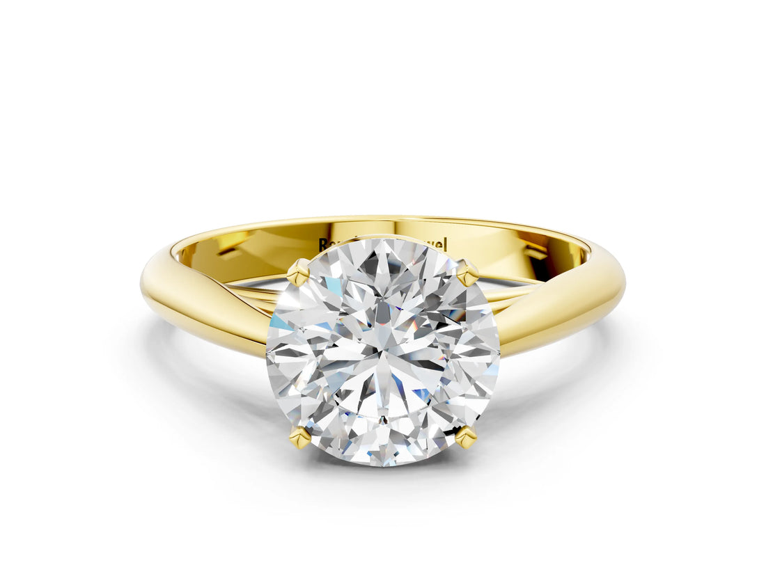 Yellow gold Round Cut Diamond Solitaire Engagement Ring with Cathedral Setting and Four-Prong Mount_87