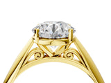 Yellow gold Round Cut Diamond Solitaire Engagement Ring with Cathedral Setting and Four-Prong Mount_91