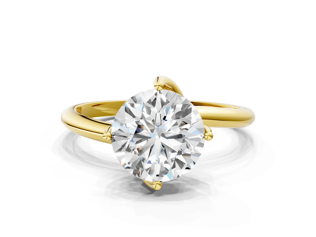 Yellow gold Round Cut Diamond Solitaire Engagement Ring with Four-Prong Setting and Classic Band_23