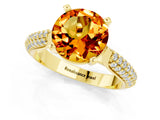 Yellow gold Round Cut Diamond Solitaire Engagement Ring with Pavé Band and Four-Prong Setting_1
