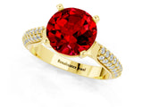 Yellow gold Round Cut Diamond Solitaire Engagement Ring with Pavé Band and Four-Prong Setting_1