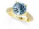 Yellow gold Round Cut Diamond Solitaire Engagement Ring with Pavé Band and Four-Prong Setting_1