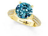 Yellow gold Round Cut Diamond Solitaire Engagement Ring with Pavé Band and Four-Prong Setting_1