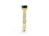 Yellow gold Round Cut Diamond Solitaire Engagement Ring with Pavé Band and Four-Prong Setting_2