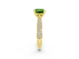 Yellow gold Round Cut Diamond Solitaire Engagement Ring with Pavé Band and Four-Prong Setting_2