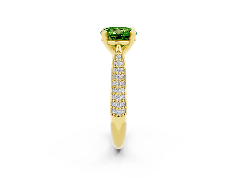 Yellow gold Round Cut Diamond Solitaire Engagement Ring with Pavé Band and Four-Prong Setting_2