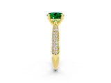 Yellow gold Round Cut Diamond Solitaire Engagement Ring with Pavé Band and Four-Prong Setting_2