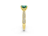 Yellow gold Round Cut Diamond Solitaire Engagement Ring with Pavé Band and Four-Prong Setting_2