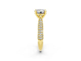 Yellow gold Round Cut Diamond Solitaire Engagement Ring with Pavé Band and Four-Prong Setting_2
