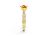 Yellow gold Round Cut Diamond Solitaire Engagement Ring with Pavé Band and Four-Prong Setting_2