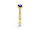 Yellow gold Round Cut Diamond Solitaire Engagement Ring with Pavé Band and Four-Prong Setting_2