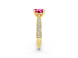 Yellow gold Round Cut Diamond Solitaire Engagement Ring with Pavé Band and Four-Prong Setting_2