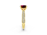 Yellow gold Round Cut Diamond Solitaire Engagement Ring with Pavé Band and Four-Prong Setting_2