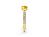 Yellow gold Round Cut Diamond Solitaire Engagement Ring with Pavé Band and Four-Prong Setting_2