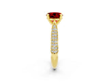 Yellow gold Round Cut Diamond Solitaire Engagement Ring with Pavé Band and Four-Prong Setting_2