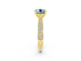 Yellow gold Round Cut Diamond Solitaire Engagement Ring with Pavé Band and Four-Prong Setting_2