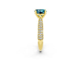 Yellow gold Round Cut Diamond Solitaire Engagement Ring with Pavé Band and Four-Prong Setting_2