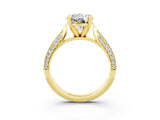 Yellow gold Round Cut Diamond Solitaire Engagement Ring with Pavé Band and Four-Prong Setting_3