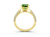 Yellow gold Round Cut Diamond Solitaire Engagement Ring with Pavé Band and Four-Prong Setting_3