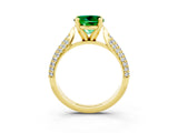 Yellow gold Round Cut Diamond Solitaire Engagement Ring with Pavé Band and Four-Prong Setting_3