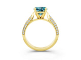 Yellow gold Round Cut Diamond Solitaire Engagement Ring with Pavé Band and Four-Prong Setting_3