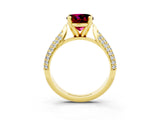 Yellow gold Round Cut Diamond Solitaire Engagement Ring with Pavé Band and Four-Prong Setting_3
