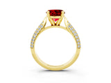 Yellow gold Round Cut Diamond Solitaire Engagement Ring with Pavé Band and Four-Prong Setting_3