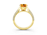 Yellow gold Round Cut Diamond Solitaire Engagement Ring with Pavé Band and Four-Prong Setting_3