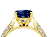 Yellow gold Round Cut Diamond Solitaire Engagement Ring with Pavé Band and Four-Prong Setting_4