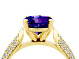 Yellow gold Round Cut Diamond Solitaire Engagement Ring with Pavé Band and Four-Prong Setting_4