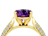 Yellow gold Round Cut Diamond Solitaire Engagement Ring with Pavé Band and Four-Prong Setting_4