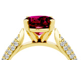 Yellow gold Round Cut Diamond Solitaire Engagement Ring with Pavé Band and Four-Prong Setting_4