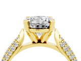 Yellow gold Round Cut Diamond Solitaire Engagement Ring with Pavé Band and Four-Prong Setting_4