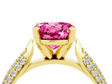 Yellow gold Round Cut Diamond Solitaire Engagement Ring with Pavé Band and Four-Prong Setting_4