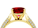 Yellow gold Round Cut Diamond Solitaire Engagement Ring with Pavé Band and Four-Prong Setting_4