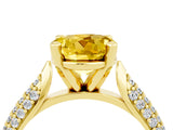 Yellow gold Round Cut Diamond Solitaire Engagement Ring with Pavé Band and Four-Prong Setting_4