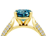 Yellow gold Round Cut Diamond Solitaire Engagement Ring with Pavé Band and Four-Prong Setting_4