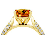 Yellow gold Round Cut Diamond Solitaire Engagement Ring with Pavé Band and Four-Prong Setting_4