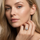 Yellow gold Round Cut Diamond Solitaire Engagement Ring with Pavé Band and Four-Prong Setting_59
