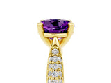 Yellow gold Round Cut Diamond Solitaire Engagement Ring with Pavé Band and Four-Prong Setting_5