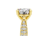 Yellow gold Round Cut Diamond Solitaire Engagement Ring with Pavé Band and Four-Prong Setting_5