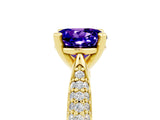 Yellow gold Round Cut Diamond Solitaire Engagement Ring with Pavé Band and Four-Prong Setting_5