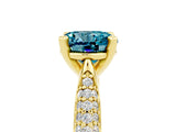 Yellow gold Round Cut Diamond Solitaire Engagement Ring with Pavé Band and Four-Prong Setting_5
