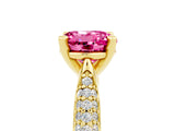 Yellow gold Round Cut Diamond Solitaire Engagement Ring with Pavé Band and Four-Prong Setting_5